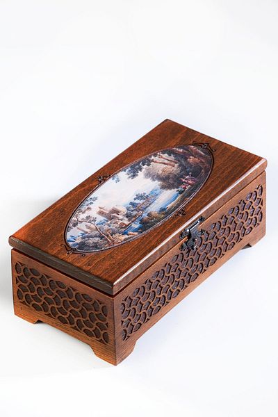 Anadolia Solid Decorative Box with Landscape Pattern