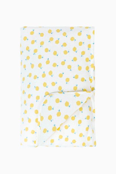 Boumini 100X150 cm Yellow Cotton Baby Blanket - Double Sided Fiber Filled Lemon