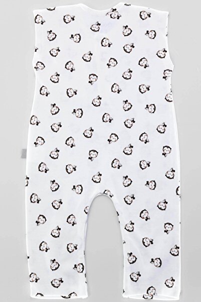 Boumini Ollie Cream Sleeveless Long Legged Snap Fastener Baby Romper