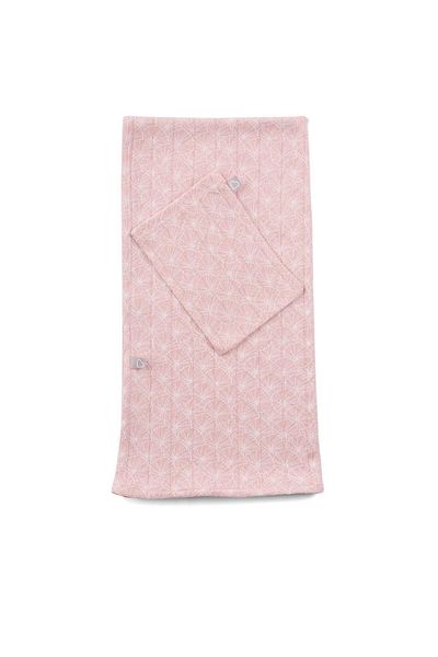 Boumini 100x100 Cm Multi-Purpose Cotton Baby Blanket and Pouch Set with Pink Leaves