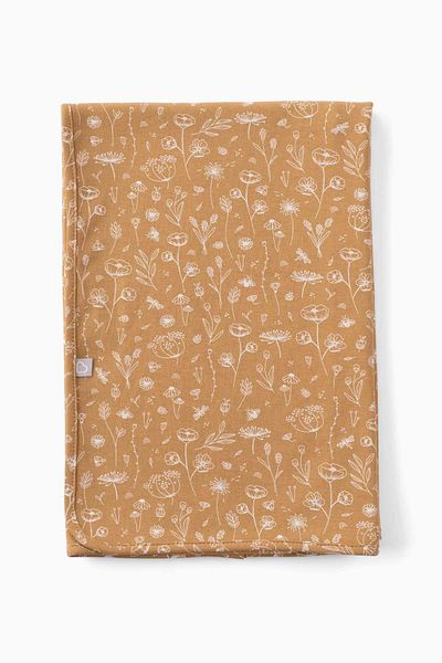 Boumini 80x80 Cm 100% Cotton Double Layer Baby Blanket Spring Floral Mustard