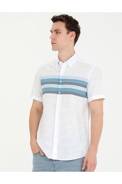 Pierre Cardin Κοντομάνικο πουκάμισο Navy Blue Slim Fit 50269452-vr033
