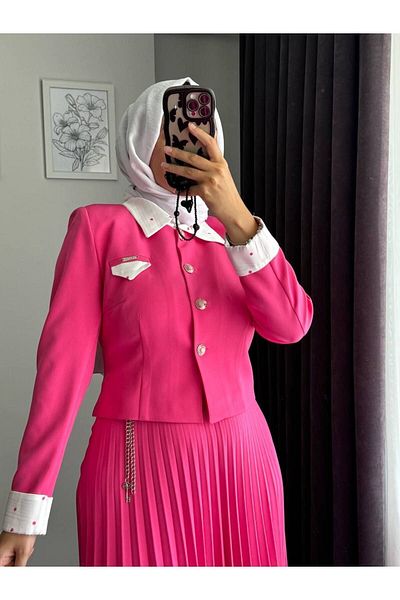RFK Butik Fuchsia Women's Polka Dot Jacket Set