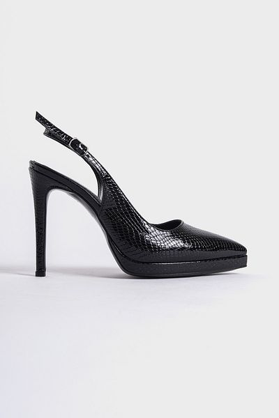 Capone Outfitters Offene Rückseite, spitze Zehenpartie, High Heel, Plateau-Damenschuhe