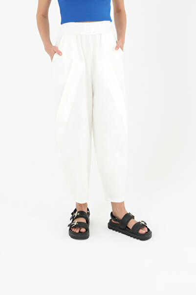 Puane Organic Cotton and Cross Parachute Fabric Detailed Shalwar Trousers 18158