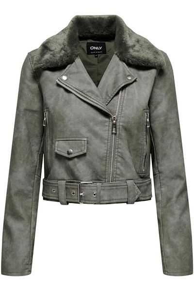 ONLY Onlmacy Green Biker Cc Otw Washed Motorcycle 15322399