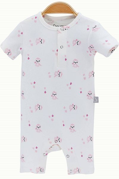 Boumini Cotton Short Sleeve Shorts Baby Jumpsuit Pink Miskin