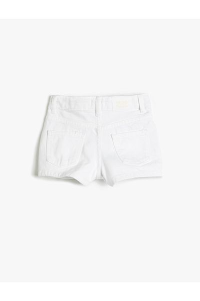 Koton Pantaloni scurți din blugi Fustă Buzunar cu nasturi Bumbac dublu piept Talie elastică reglabilă