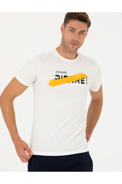 Pierre Cardin Ecru Slim Fit T-Shirt 50272503-Vr019