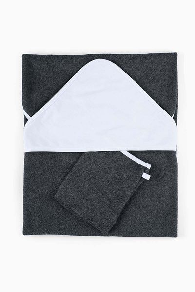 Uygun Bebe Hooded Baby Swaddle Towel Pouch Set Black