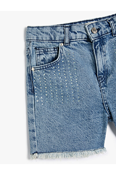 Koton Kot Şort Yüksek Bel Pul Detaylı Pamuklu