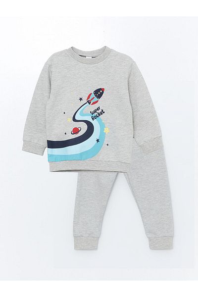 LC Waikiki Lcw Baby BoySweatshirtand SweatpantsSet- Crew Neck, Long Sleeve, Printed,Setof 2