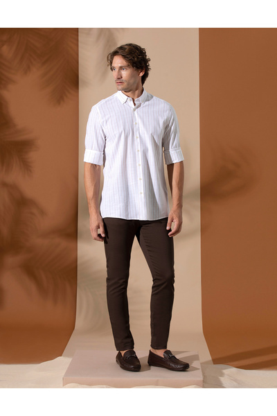 Pierre Cardin Beige Regular Fit Long Sleeve Shirt 50272265-Vr011