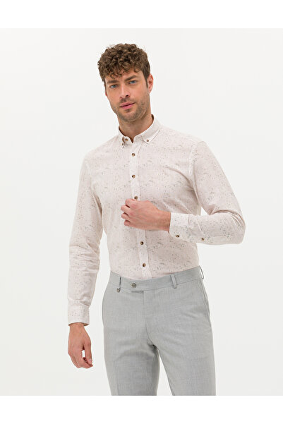 Pierre Cardin Μπεζ εφαρμοστό Μακρυμάνικο πουκάμισο 50272207-VR011