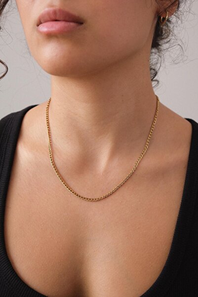 ByFlorya Jewelry Çelik Ince Gurmet Zincir Kolye Kararmaz 3mm Unisex