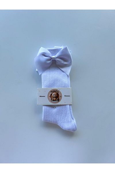 miabambim Бели панделени чорапи до коляното