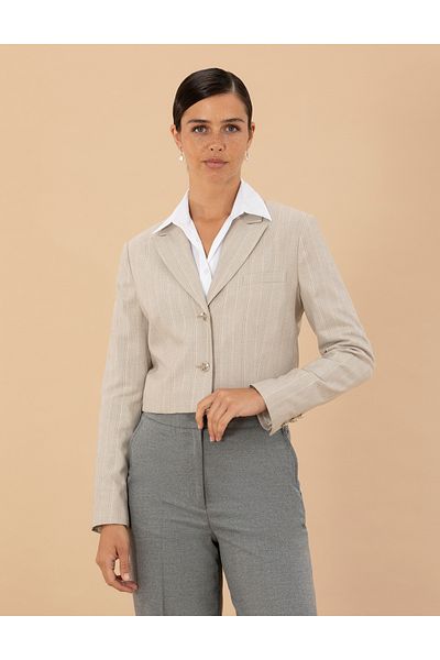 Pierre Cardin Beige Striped Crop Jacket 50273066-VR011