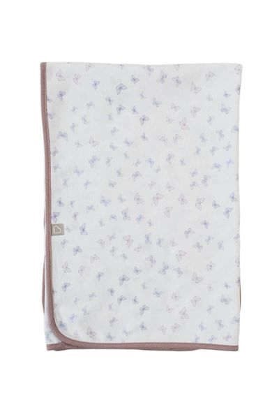 Boumini 80X80 cm 100% Cotton Lilac Butterfly Pattern Double Layer Baby Blanket