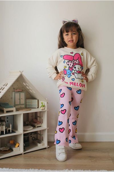 MeaShop Printed Spanish Leg Girl's Suit with Heart Tights