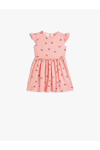 Koton Ärmelloses Kleid mit Rüschen und Kirschdruck