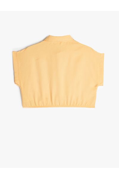 Koton Modal Fabric Crop Shirt - Short Sleeve and Pocket Detail