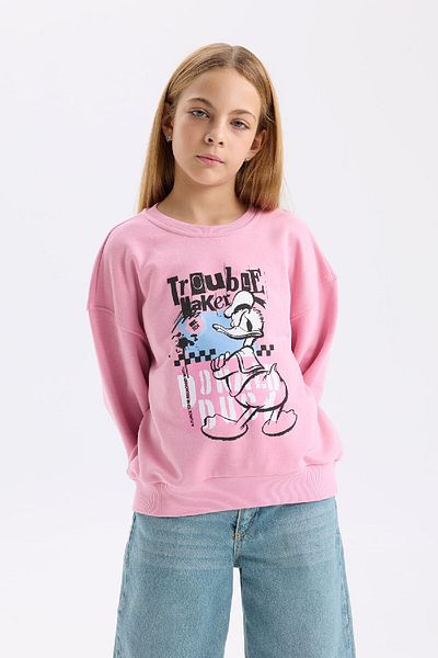 DeFacto Girl's Disney Mickey Mouse & Friends Relax Fit Crew Neck Sweatshirt D3114A824Wn