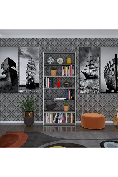 Kenzlife Kitaplık Süper Ga 180*80*19 Gri 6 Katlı Tek Bölme Çift Bölme Opsiyonlu Ofis Mutfak Banyo Do
