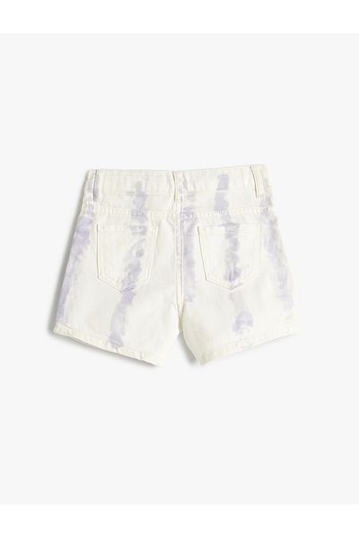 Koton Cotton Mini Denim Shorts - Tie Dye Patterned