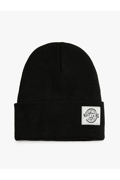 Koton Basic Beret with Landscape Label Printed Fold Detail