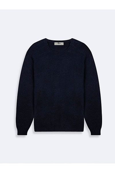 Ltb O-Neck Long Sleeve Knitwear Navy Blue Sweater