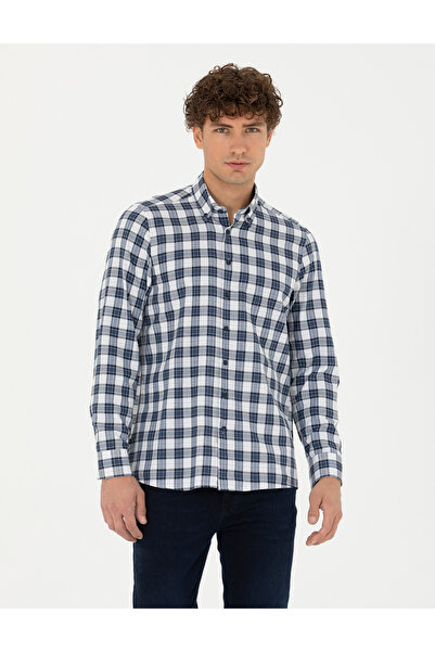 Pierre Cardin Lacivert Regular Fit Uzun Kollu Gömlek 50277746-VR033