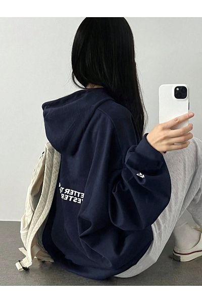Revasser Unisex Ανδρικά/Γυναικεία BETTER Πολύχρωμη ειδική στάμπα βαμβακερή φούτερ με κουκούλα
