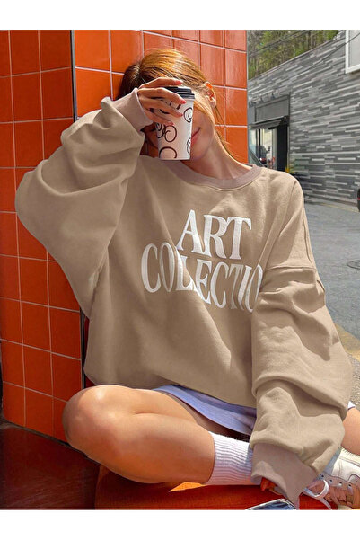 Revasser Kadın ART COLLECTION Daısy Özel Renkli Oversize Bisiklet Yaka Pamukl...