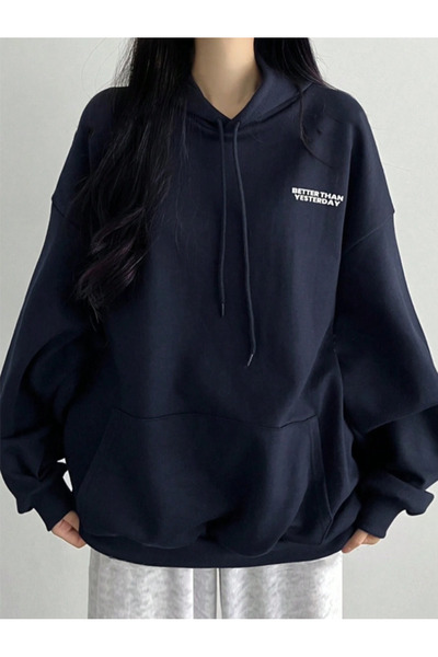 Revasser Unisex Ανδρικά/Γυναικεία BETTER Πολύχρωμη ειδική στάμπα βαμβακερή φούτερ με κουκούλα