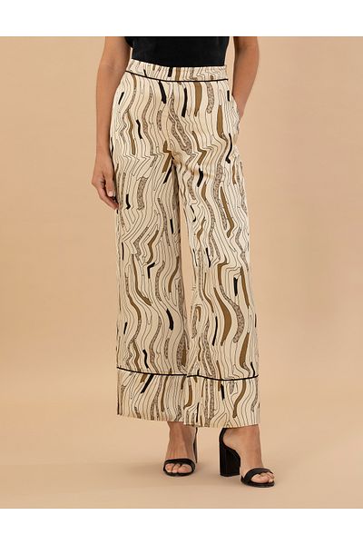 Pierre Cardin Cream Patterned Satin Pants 50275628 -Vr071