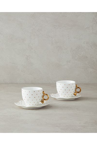 English Home 4-Piece Porcelain Cup Set for 2 - 200 ml Gold