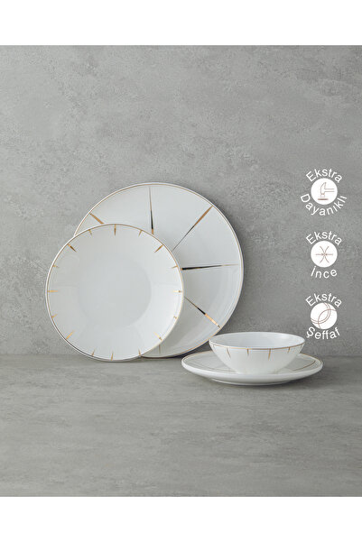 English Home Sunshine Bone Porselen Yemek Takımı 27 Parça 6 Kişilik Gold