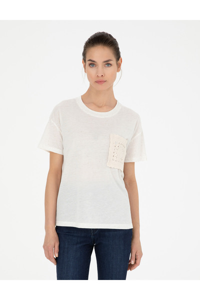 Pierre Cardin Κρεμ Μπλουζάκι Comfort Fit από Μείγμα Λινών 50283418-VR071