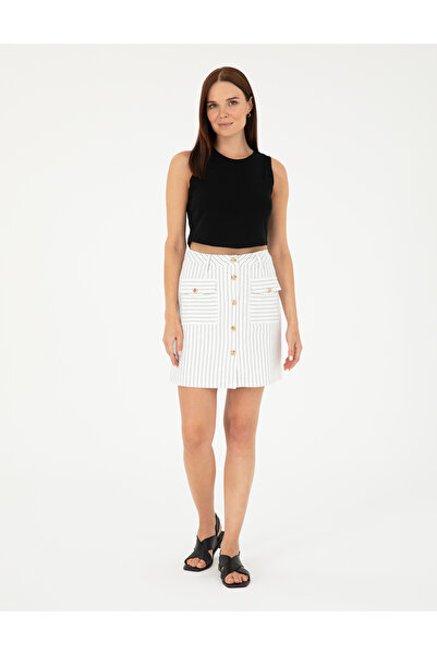 Pierre Cardin Ecru A-Line Woven Skirt 50284023 -Vr019