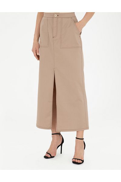 Pierre Cardin Beige Slit Detailed Woven Skirt 50284030-Vr011
