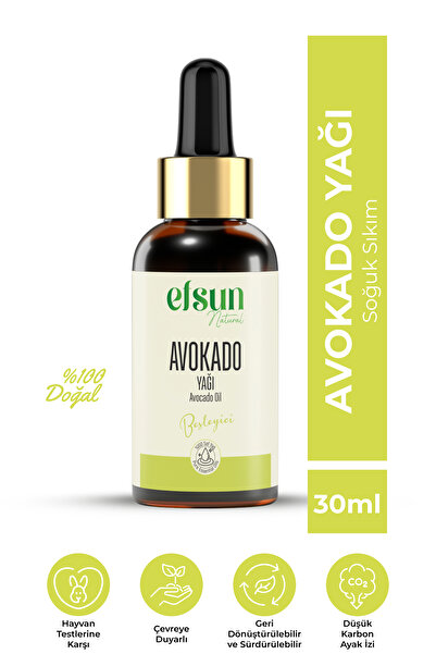 Efsun Natural زيت الأفوكادو نقي وطبيعي 100% معصور على البارد 30 مل