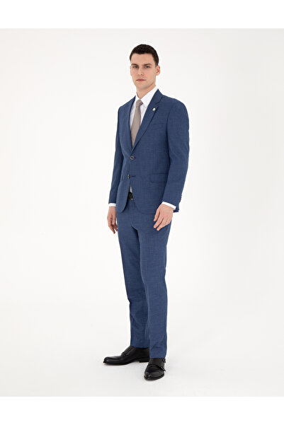 Pierre Cardin Koyu Mavi Slim Fit Yün Karışımlı Takım Elbise 50285902-VR032