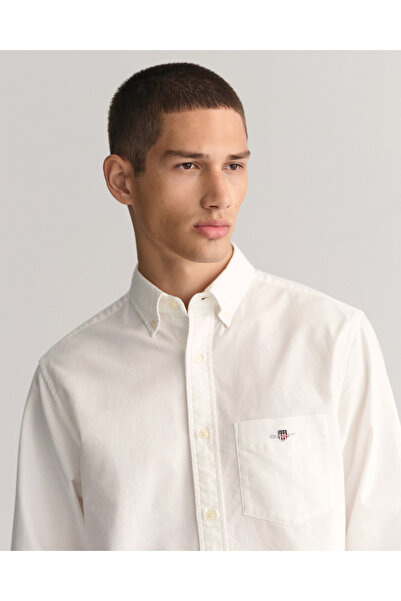 Gant Erkek Beyaz Regular Fit Düğmeli Yaka Oxford Gömlek