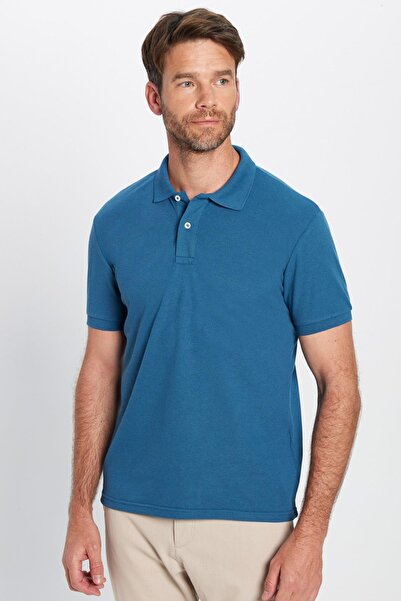 Tudors Tricou pentru bărbați, slim fit, din bumbac, cu textura moale, țesătură răcoroasă, piqué simplu, ulei, cu gât polo