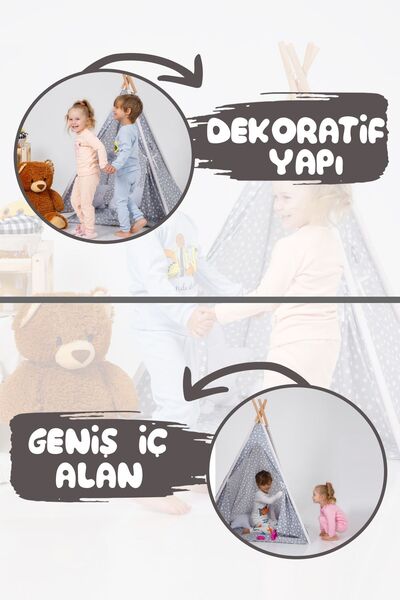 BabyModa Eğitici Oyun Arkadaşı Kızılderili Pamuklu Çocuk Oyun Çadırı