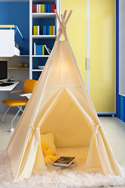 38 OtuzSekiz Kızılderili Çocuk Minderli Ahşap Direkli Ev & Bahçe Oyun Alanı G...