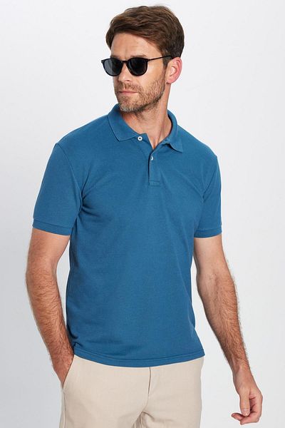 Tudors Pánské Slim Fit Slim Fit Bavlna Měkká textura Chladivá tkanina Obyčejné Pique Petrol Polo límec