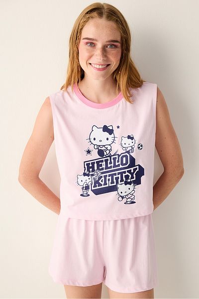 Penti Baumwoll-Sanrio-Pyjama-Set mit rosa Shorts