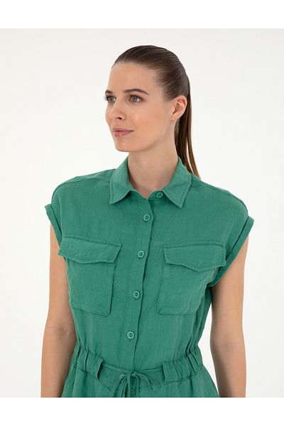 Pierre Cardin Green Linen Woven Jumpsuit 50284677-Vr054