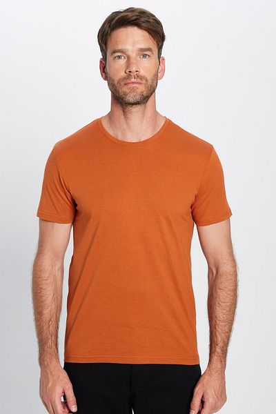 Tudors Μπλουζάκι Unisex Slim Fit Slim Fit 100% βαμβακερό μαλακό χρώμα κανέλας με λαιμόκοψη